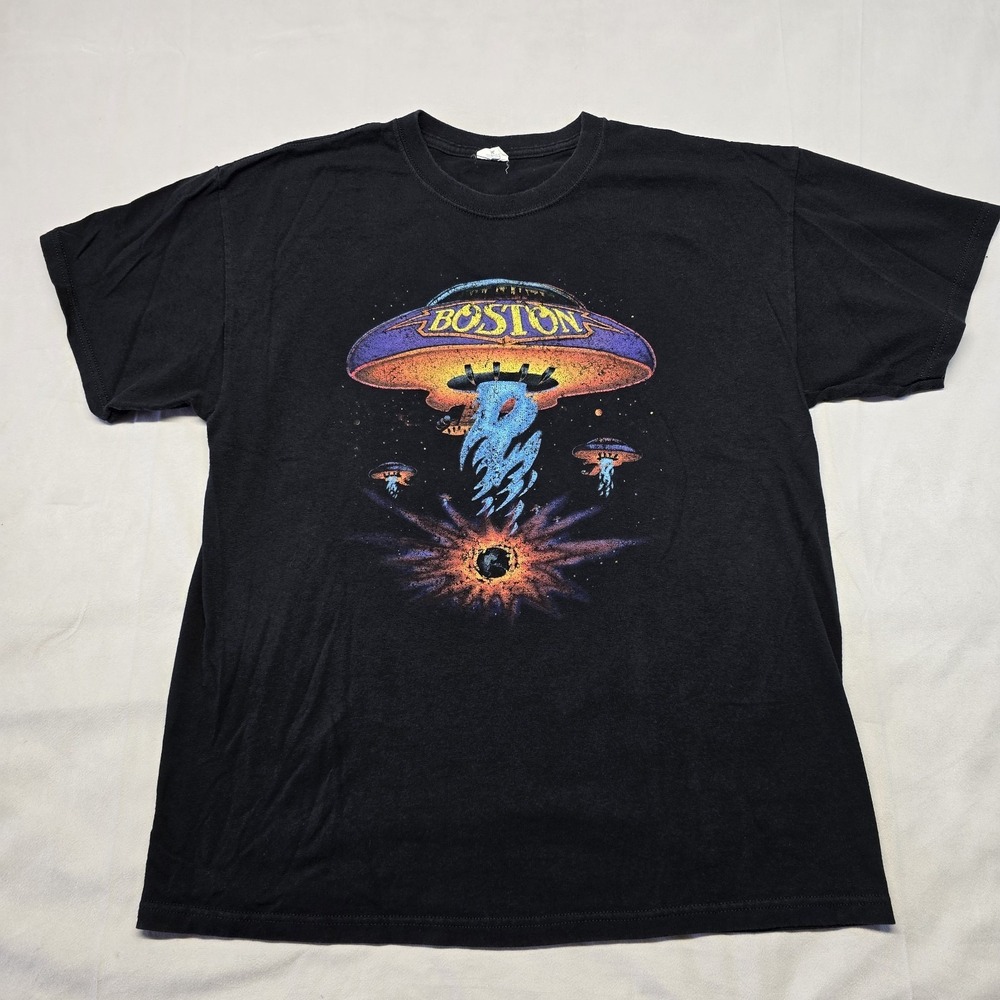 Boston US Tour UFO Black Tee Anvil tag Size Large Y2k
